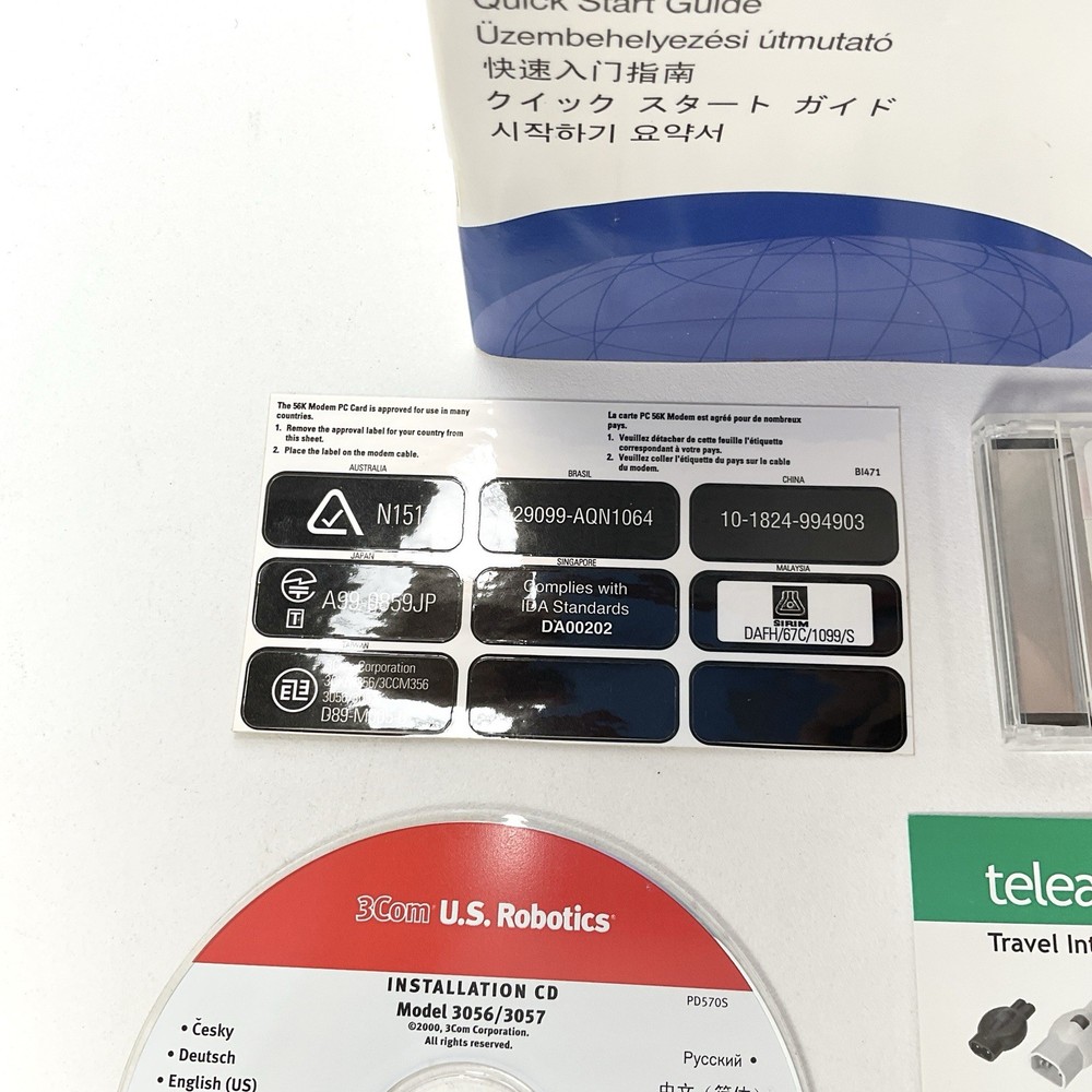 3Com U.S. Robotics 56K Modem PC Card 3056 3Com USR XJ Vintage Computing