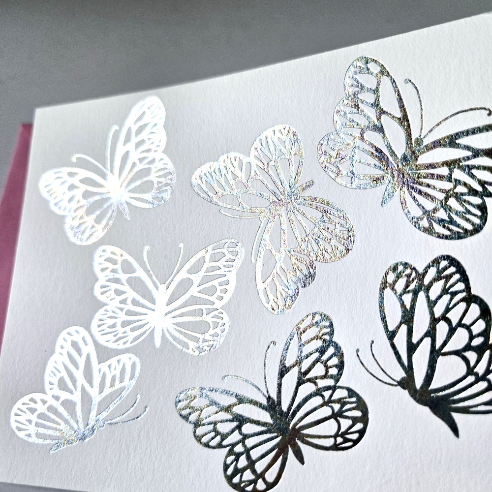 Vintage Greeting Card Blank Iridescent Butterflies