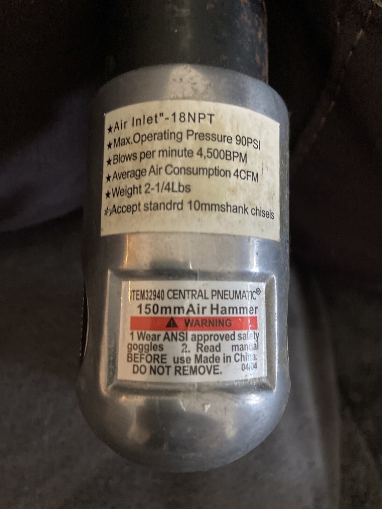 Central Pneumatic Impact 150mm Air Hammer With Bits