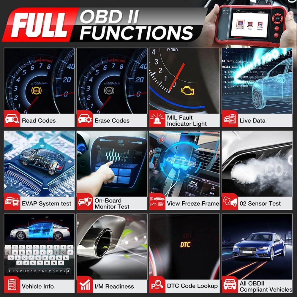 LAUNCH CRP123 Car OBD2 Scanner Diagnostic Scan Tool ABS SRS Engine Code Reader