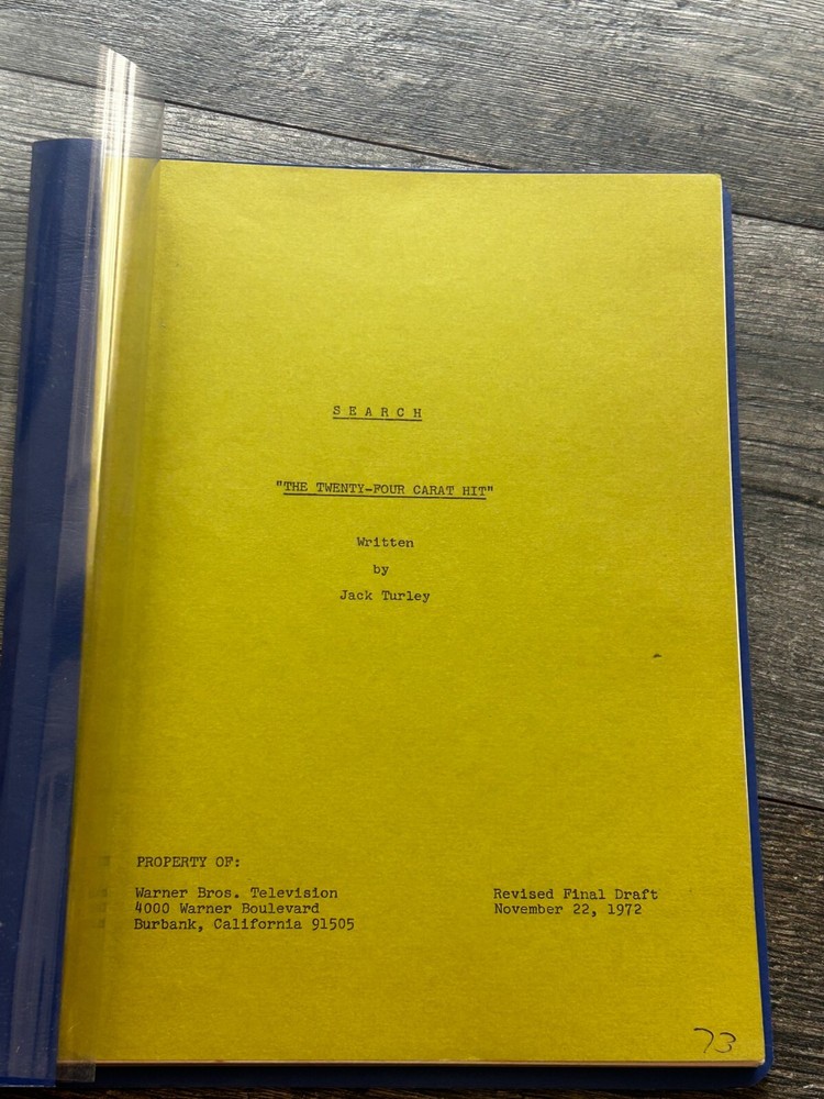SEARCH TV Show Script The 24 Carat Hit Revised Final Draft 1972 Jack Turley
