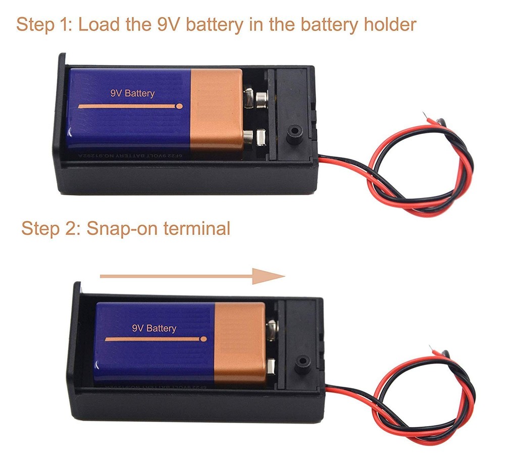2 Pcs 9V Battery Holder Box Case with Switch and Cover for LED Strips