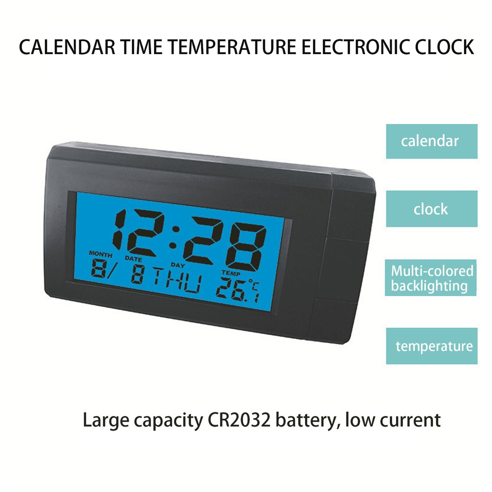 2× Mini Digital LCD Table Auto Car Dashboard Desk Date Time Small Clock