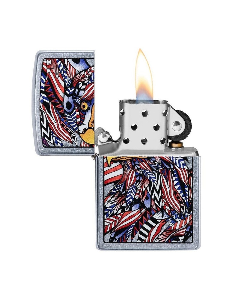 Zippo American Eagle Design Street Chrome 49251