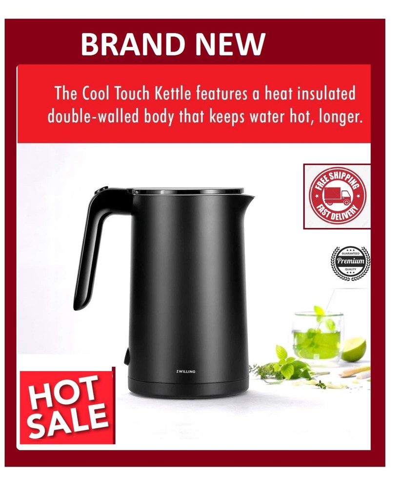 ZWILLING Enfinigy Pro Electric Kettle 1.5L Black Matte Cool Touch Fast Boil