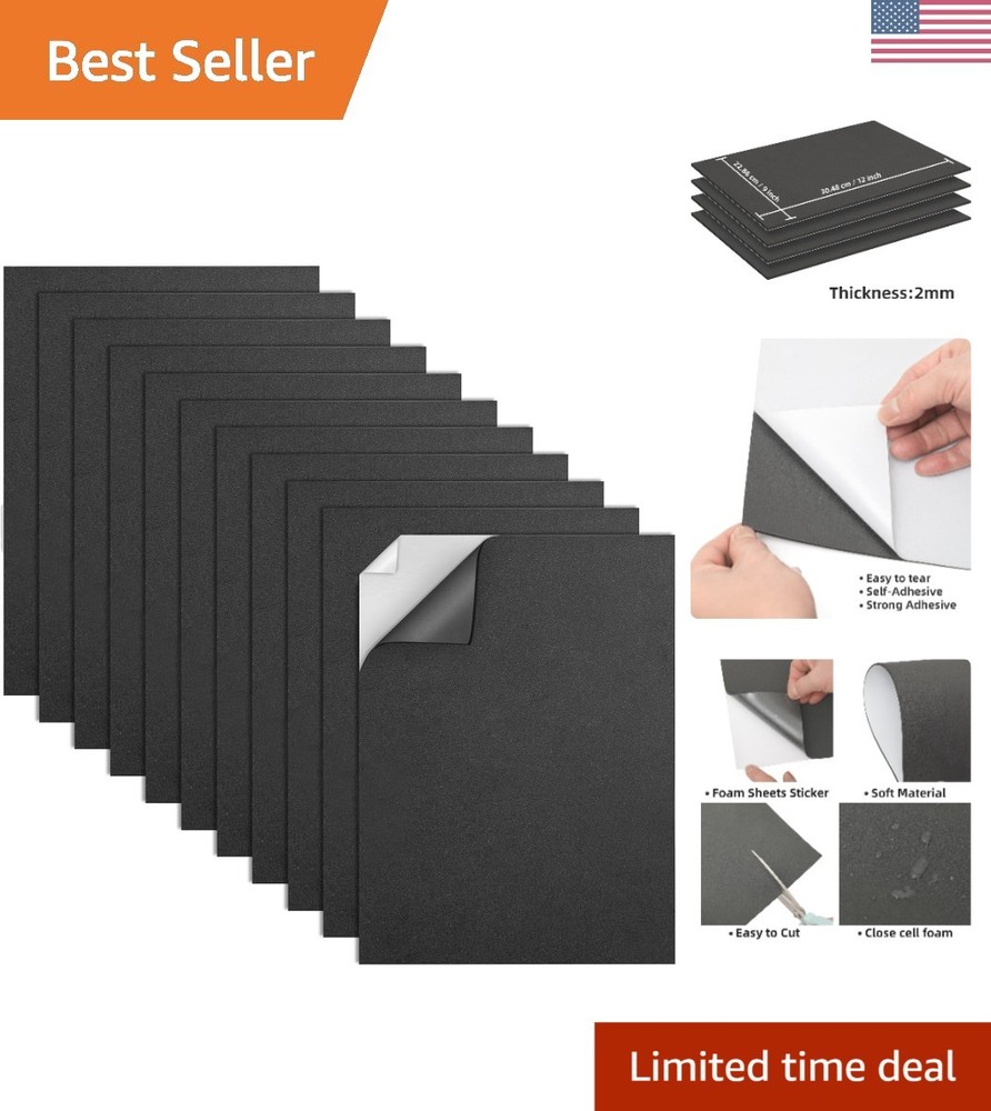 Versatile 2mm Self-Adhesive Black Foam Sheets - Perfect for Crafts & Cardmaking