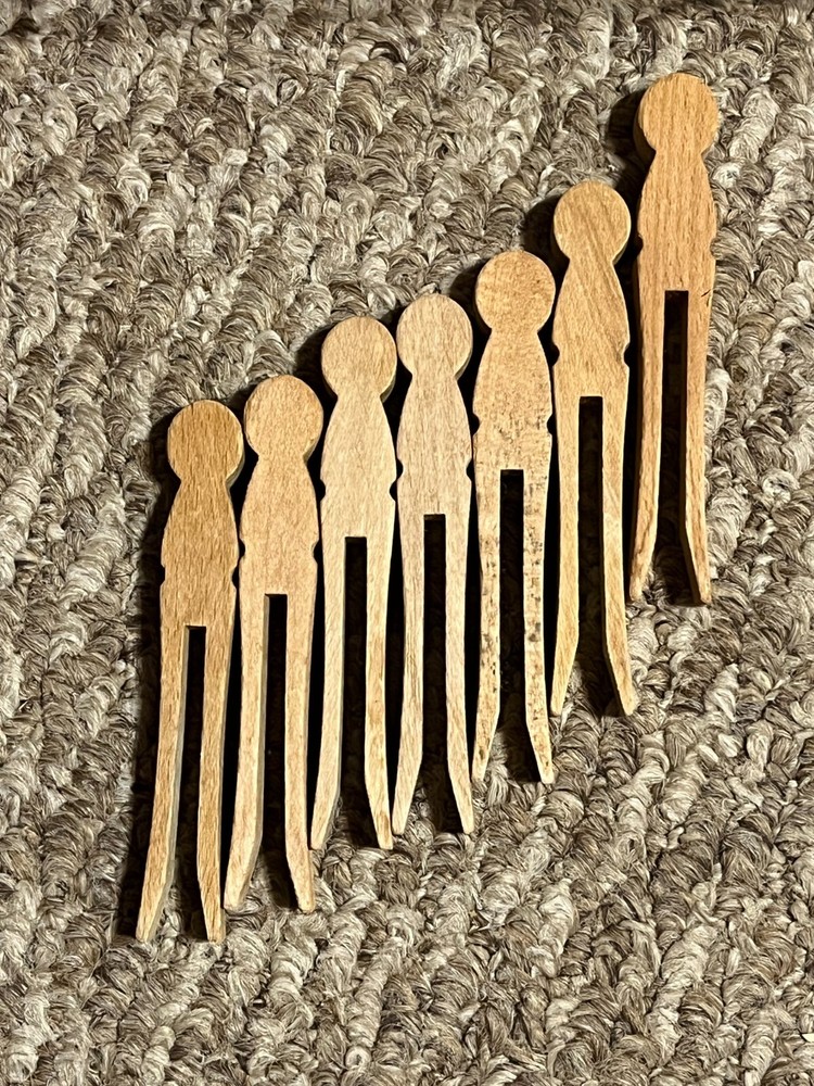 Vintage Wooden Flat Side Clothes Pins (92 total)