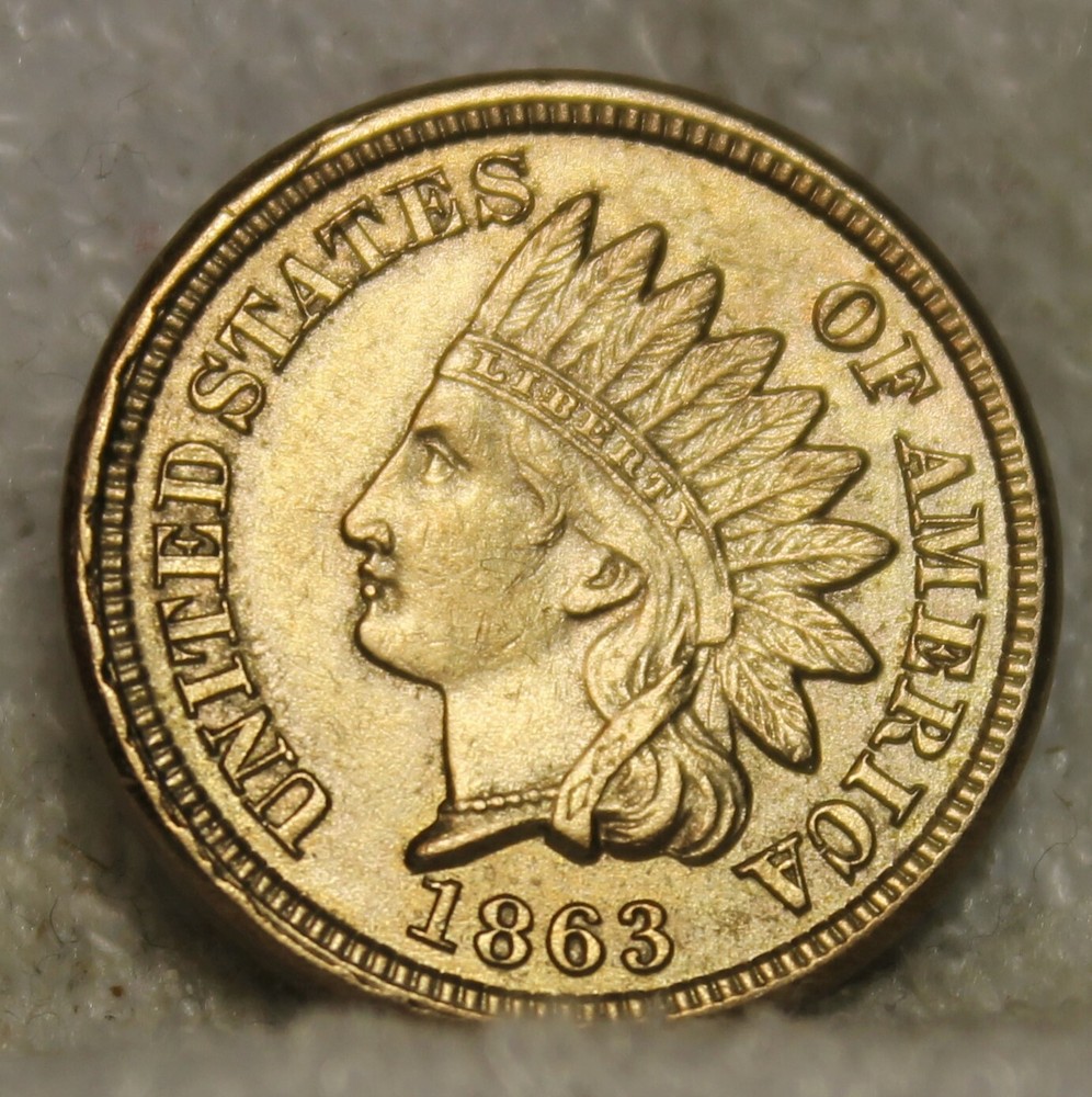 1863 AU plus indian head penny