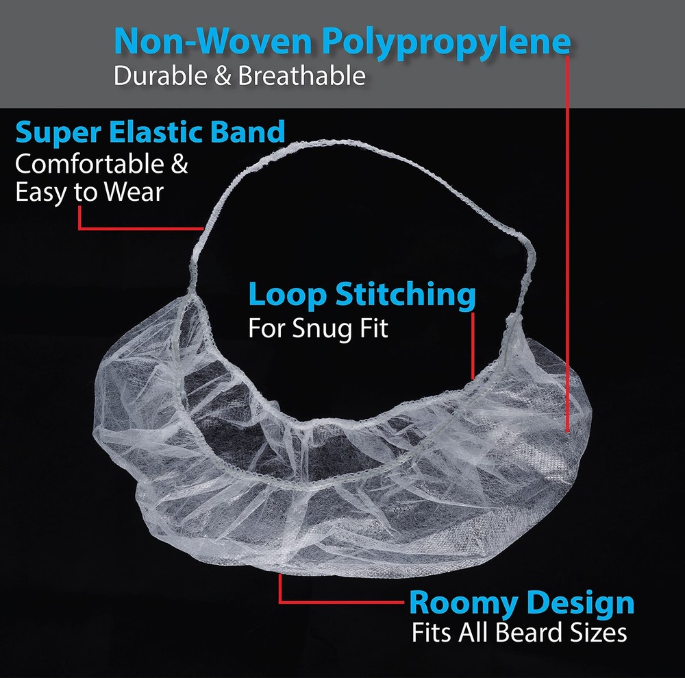 ProtectX Disposable Beard Covers Protector, Disposable Bouffant Beard Net 19x...