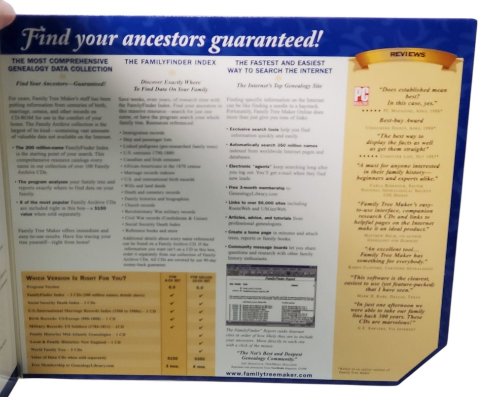 Family Tree Maker Deluxe 8-CD Set Version 6 (Windows 95/98)