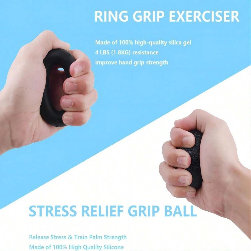 5-Pack Hand Grip Kit - Adjustable Trainer with Grip Ring, Ball