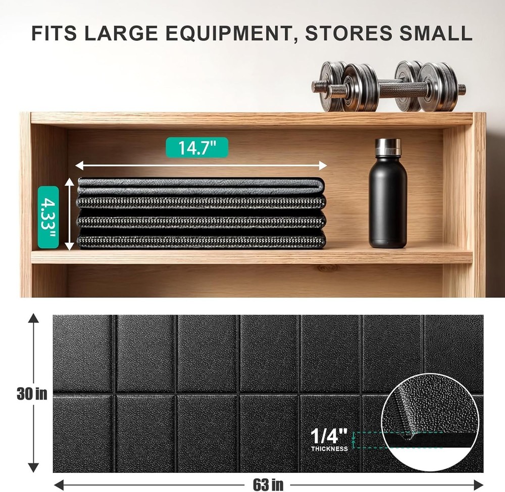 Anti-Slip Foldable Treadmill Mat | 1/4" Thick Exercise Equipment Protector