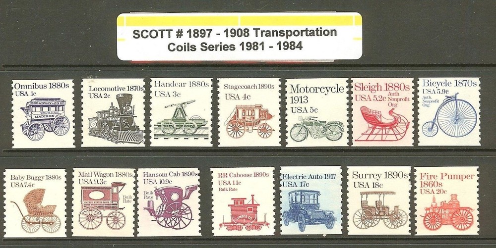 US Scott # 1897-1908 1981-84 Transportation Coils MNH