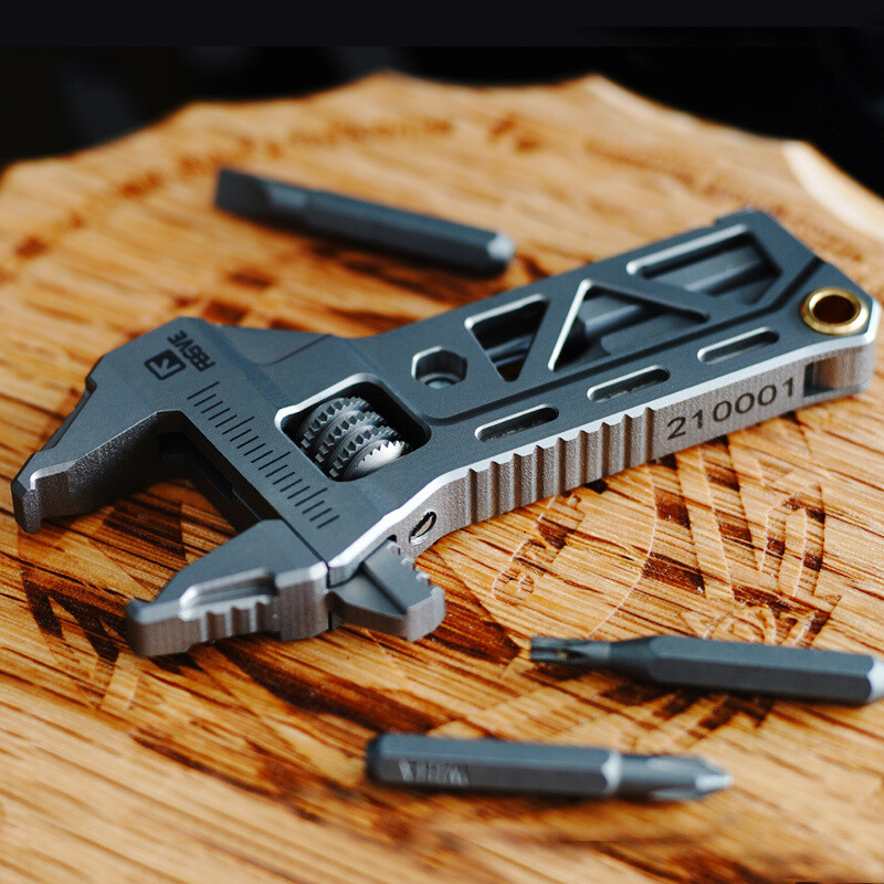 EDC Titanium Alloy Mini Adjustable Spanner Wrench Handle Rrepair Tools