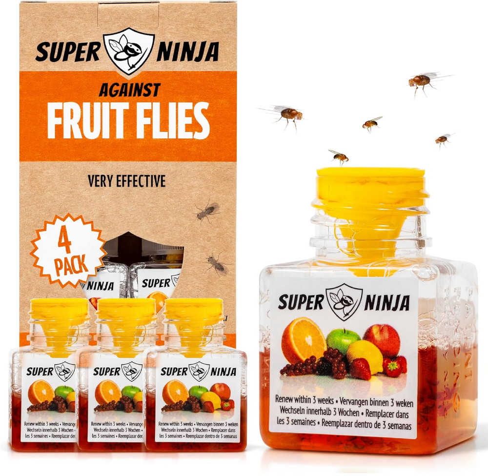 Super Ninja Fruit Fly Traps for Indoors - 4 Pack, Highly Effective Fruit Fly Cat