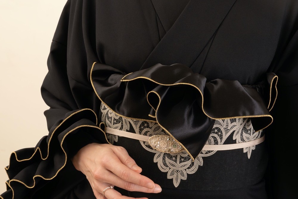 Frilled Obiage (Black) SAK-OBAF241221