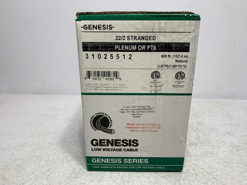 Genesis 31025512 Cable 22/2 Stranded Plenum FT6
