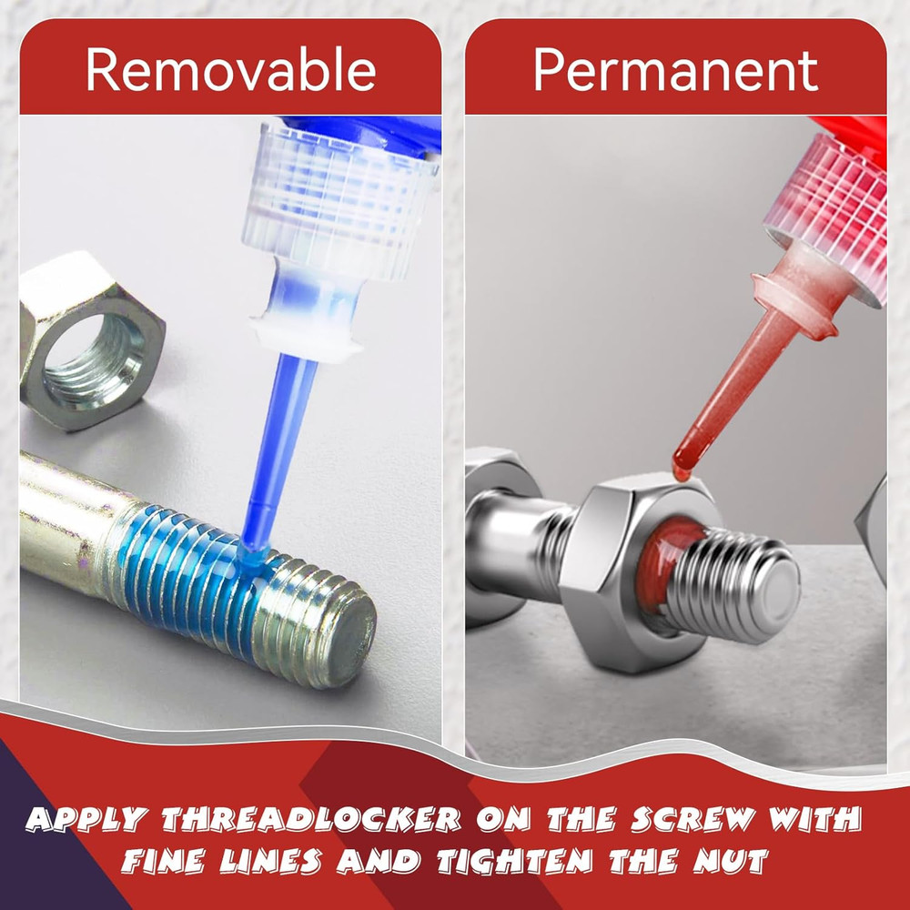 Thread Lock Blue and Red, Threadlocker Medium and High Strength, Thread Locker f
