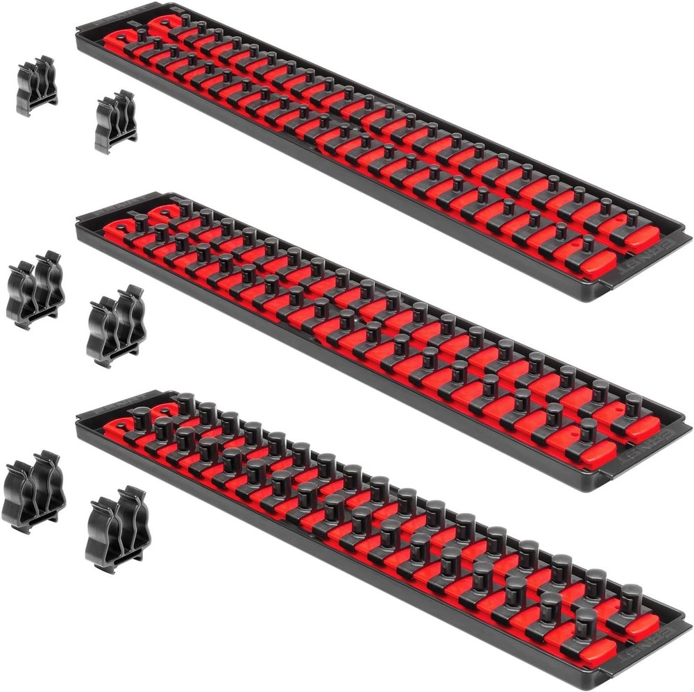 Socket Combo 3-Pack Tool Organizer with Twist-Lock Technology, Red,Model 8510A