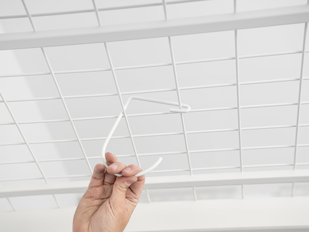 Heavy-Duty Overhead Storage Rack + Wall Mount Shelving Hooks – 4-Pack White