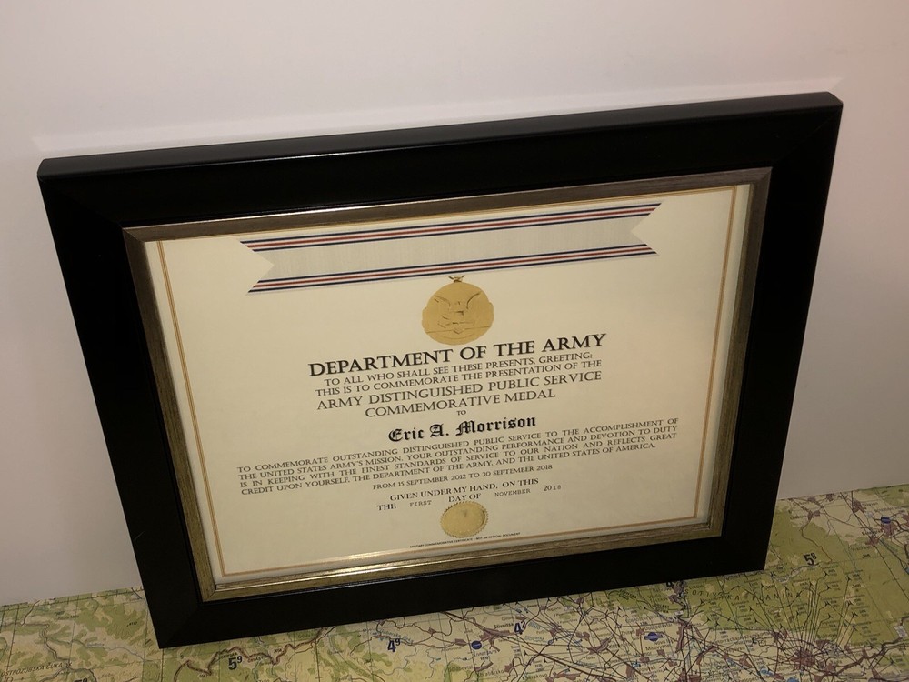 ARMY DISTINGUISHED PUBLIC SERVICE COMMEMORATIVE MEDAL CERTIFICATE ~ Type-1