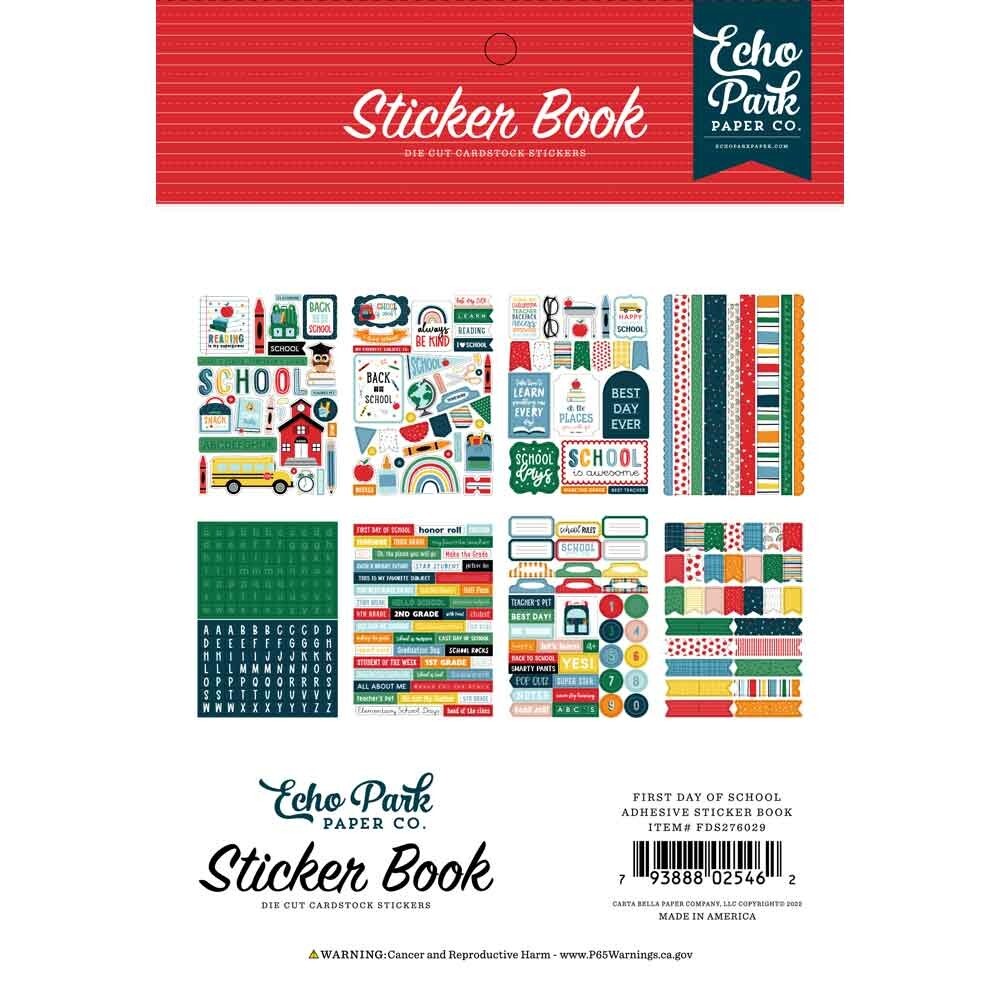 School First Day Bus Class Teacher Learn Echo Park Border Alphabet Sticker Book
