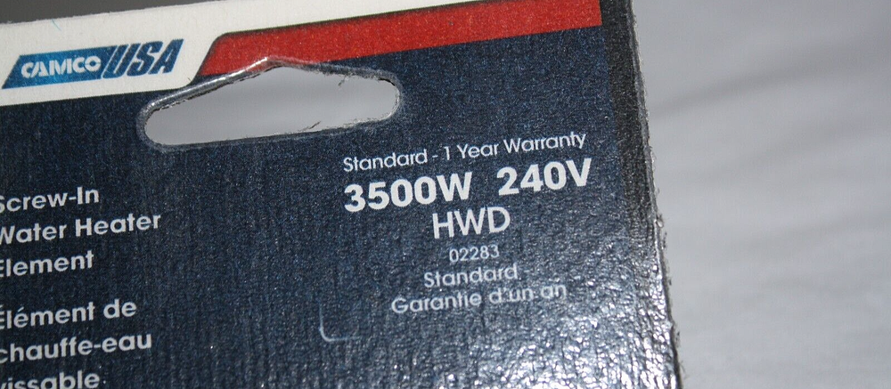 Camco 02282/02283 3500W 240V Screw-In Water Heater Element