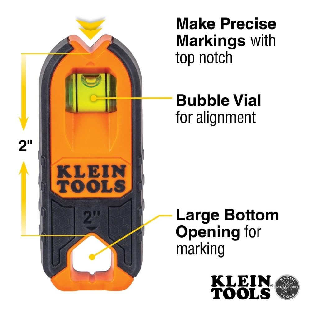 Klein Tools MSF100 Magnetic Stud Finder and Level, Compact, Single, Orange