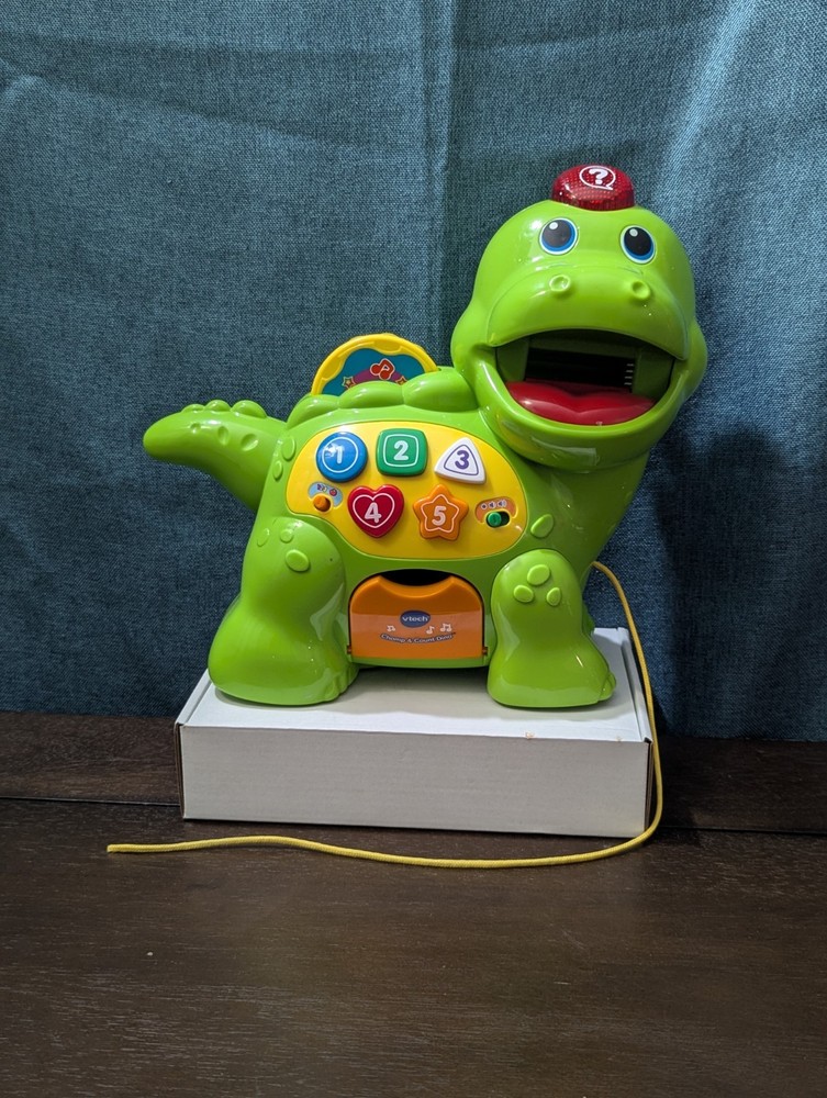 VTech Chomp & Count Dino | Electronic Learning Pull Toy | Tested & Works!