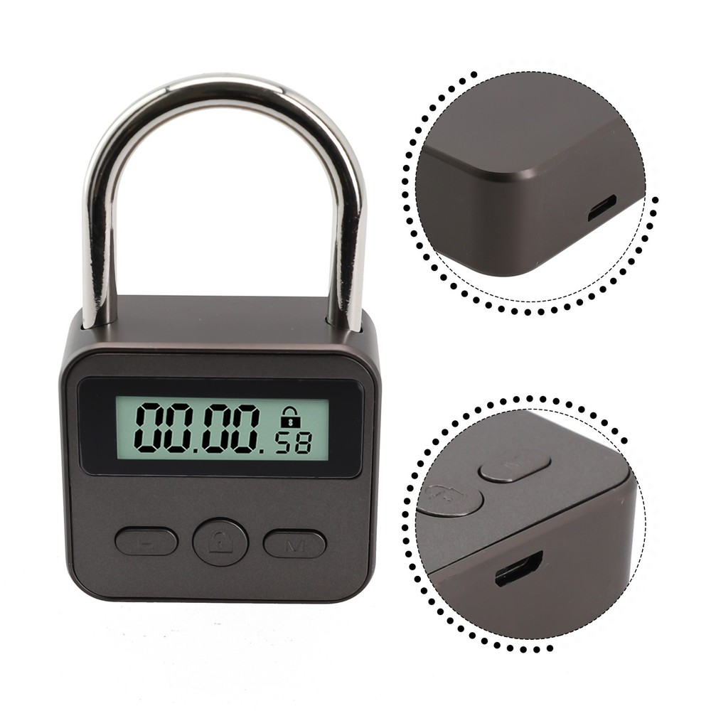 Multifunction Timer Padlock LCD Display Time Lock For Travel Waterproof