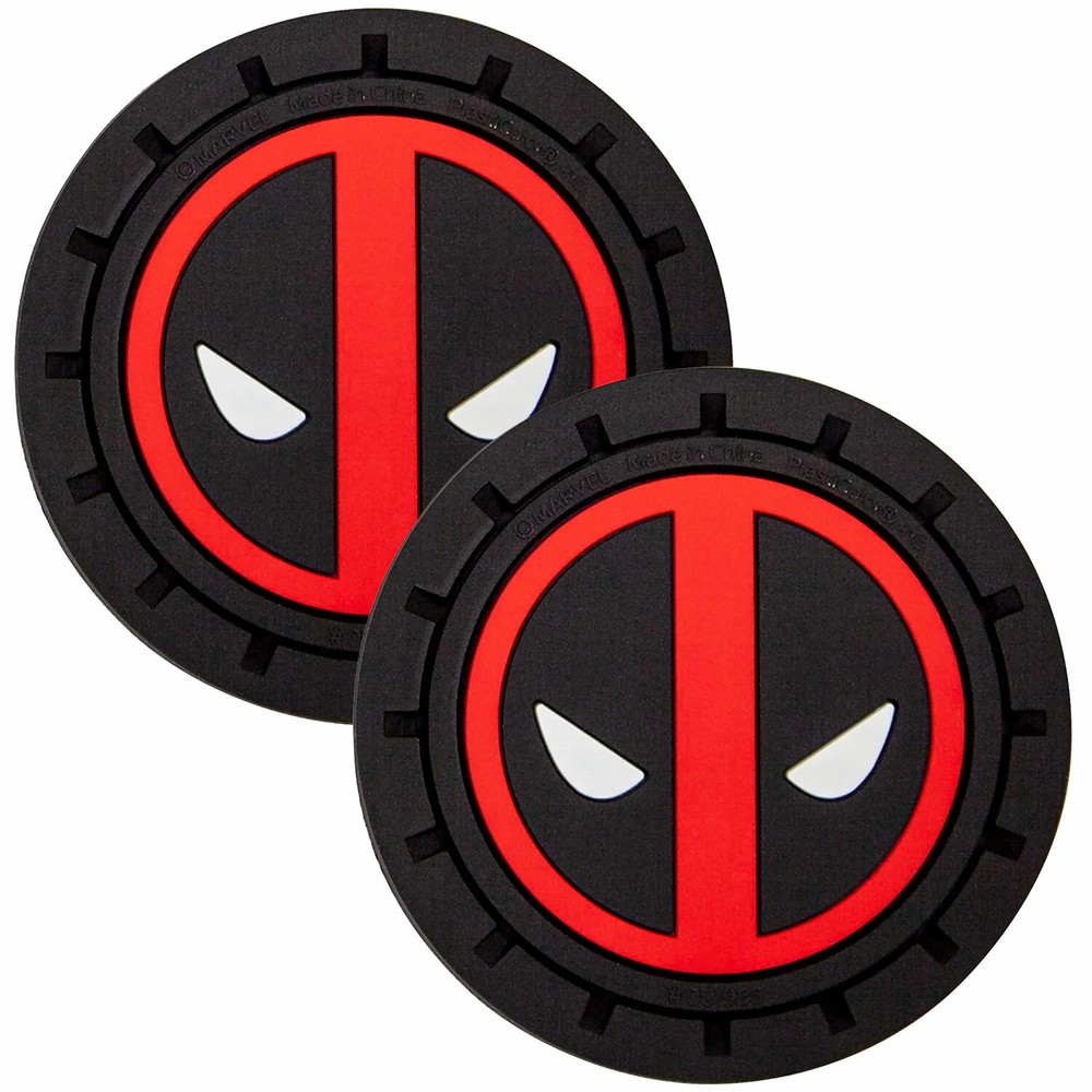 Plasticolor Deadpool Car Coaster, 2x Cupholder Coasters Marvel Comics Deadpool