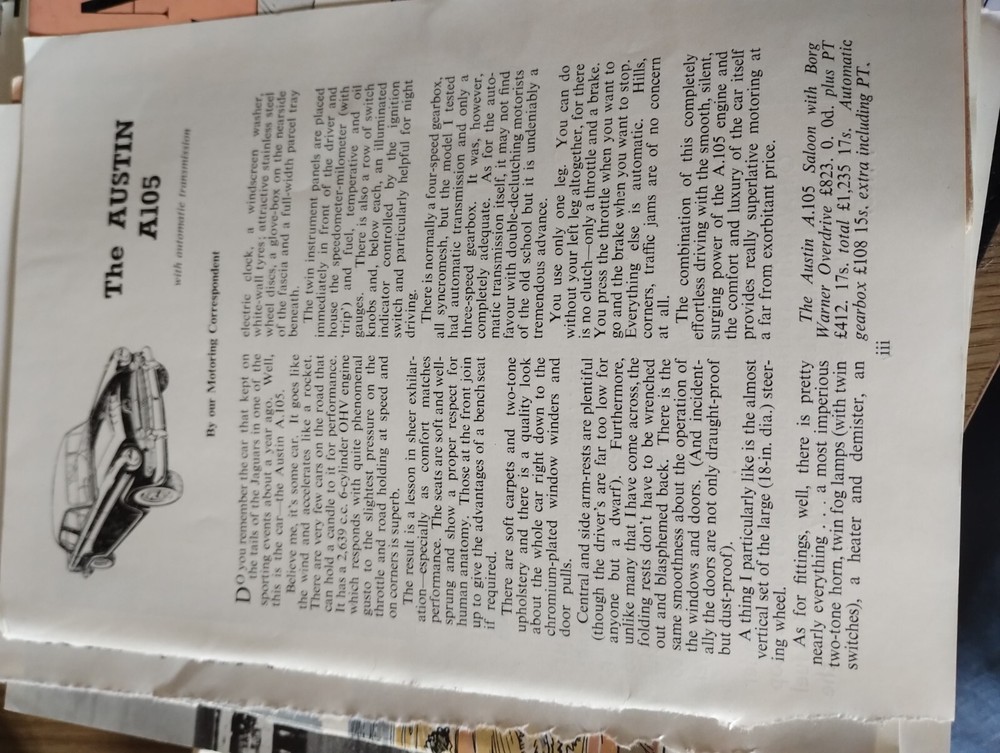 Sk24 Ephemera 1957 Article The Austin A105