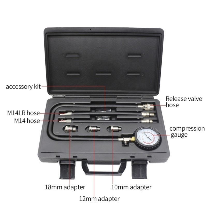 Compression Tester Precisions Engine compression Gauge Kit with Flexible Hose