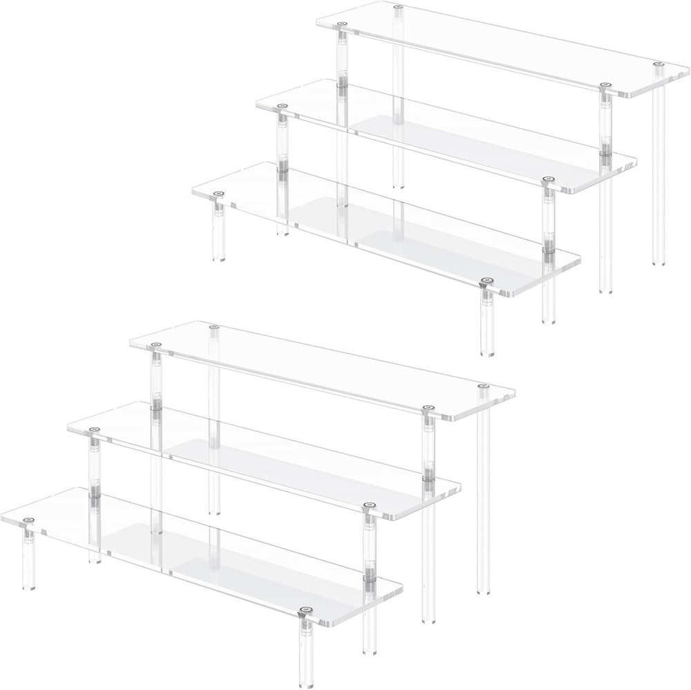 3 Tier Acrylic Display Risers, Large Perfume Organizer Stand, Clear