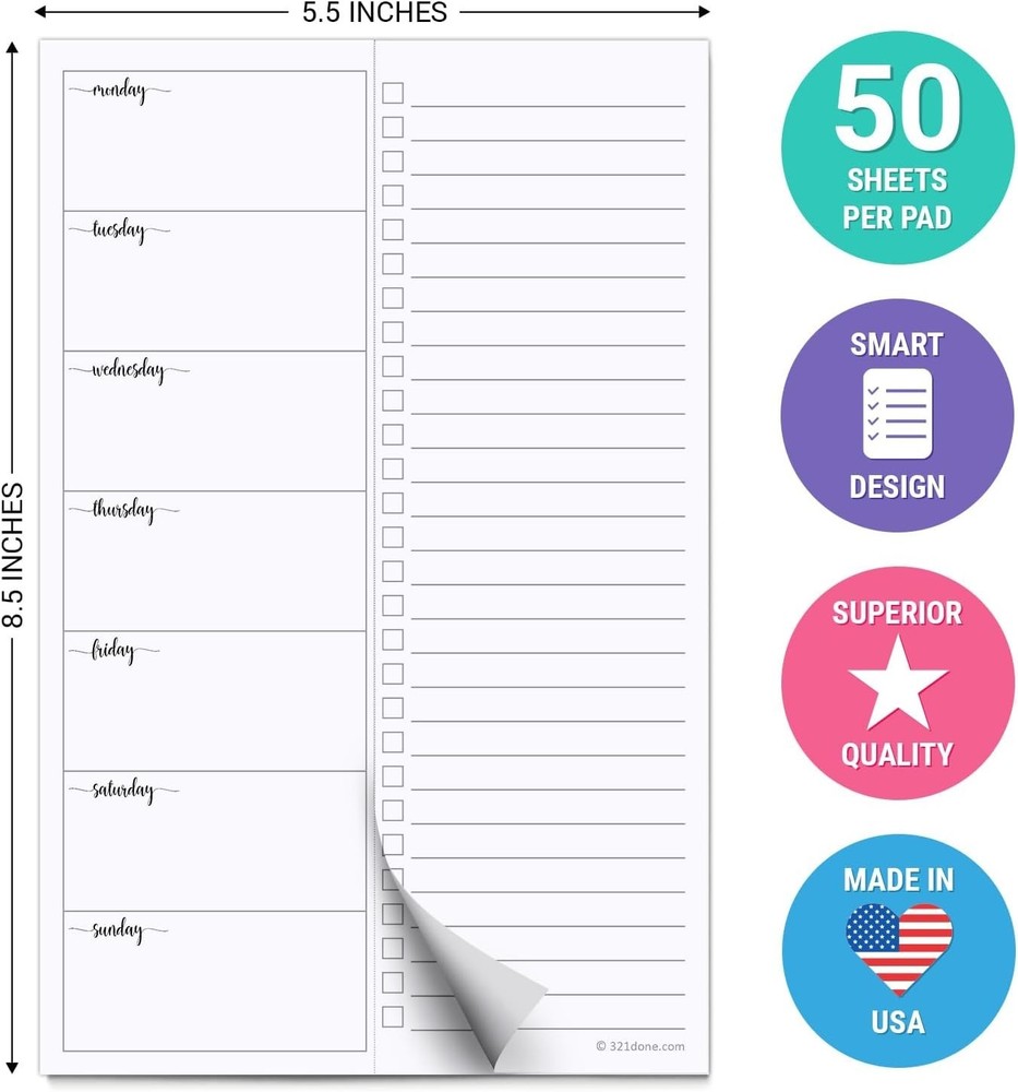 Weekly Plan with Checklist Notepad – 50 Sheets 5.5x8.5 Small – - Two Column,...
