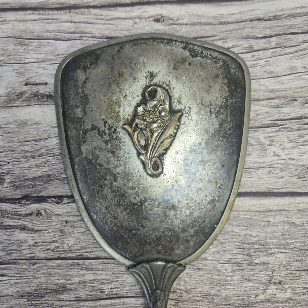 Antique Vanity Mirror Floral Design Handheld