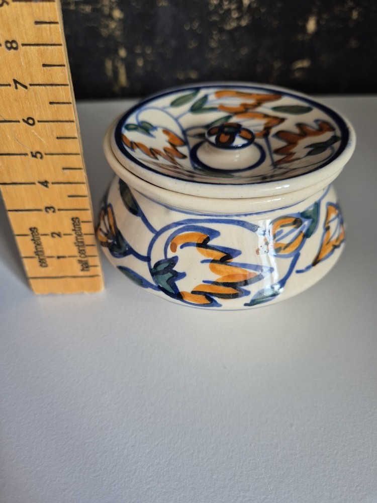 Vintage Indian ceramic spice bowl With Lid
