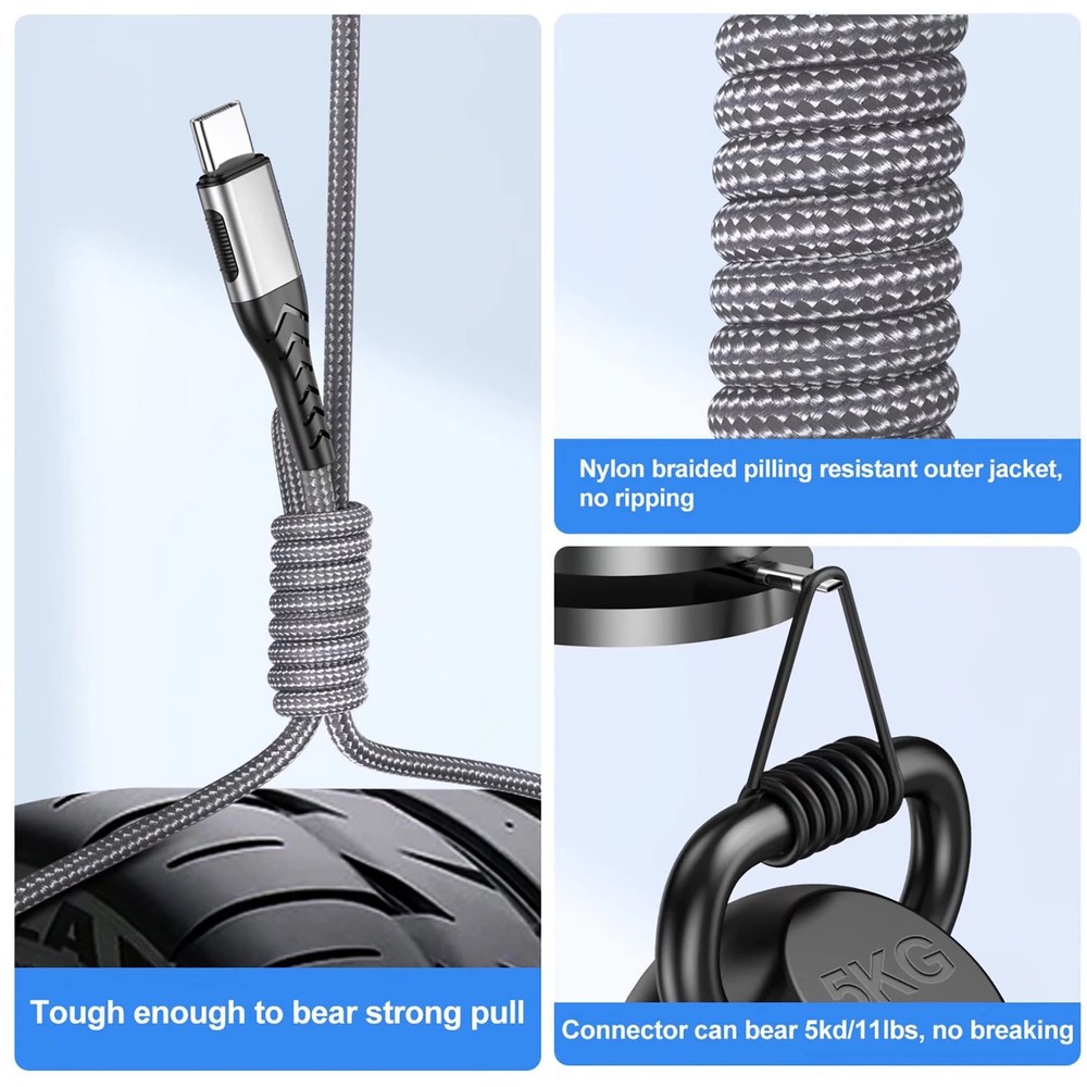 Durcord USB C Cable, Upgarded 2Pack 10ft Fast Type C 10ft, Silver