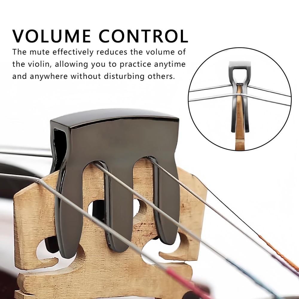 Violin Practice Mute Volume Reduction Clamp Control Metal Silencer Silver