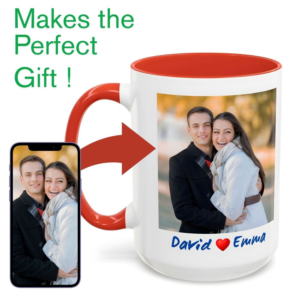 Personalized Custom Text or Photo Ceramic Coffee Mug Both side Printed 11oz 15oz