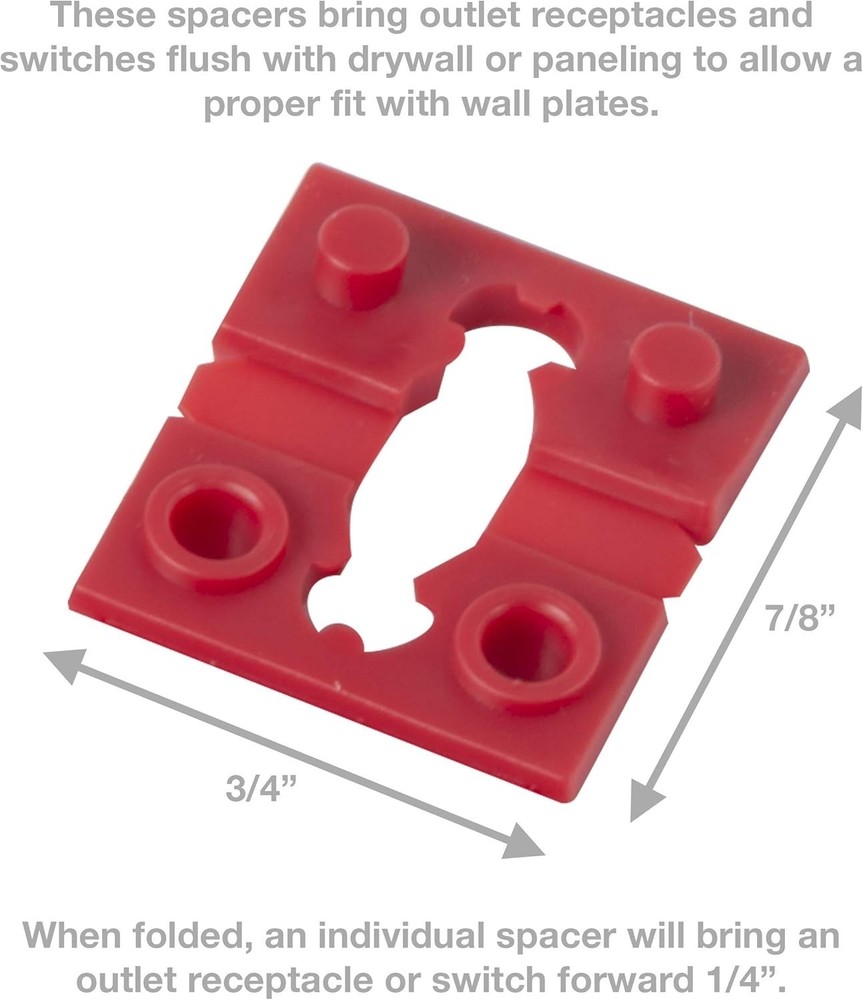 GSP-04 Red Electrical Switch & Receptacle Spacers, 4-Piece Stackable Set