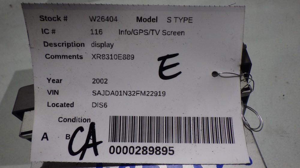 02 JAGUAR S TYPE Info Screen XR8310E889