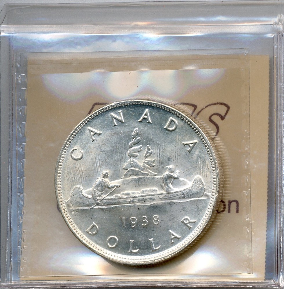 1938 Canada Silver Dollar - Choice Uncirculated, ICCS MS 63