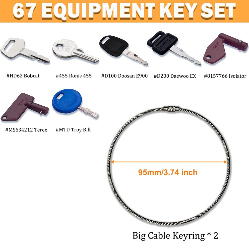 67 Heavy Equipment Master Keys Constrtution Machinery Operator Key for CAT Jo...
