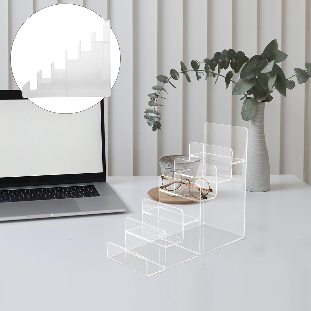 6 Tier Acrylic Trapezoidal Storage Rack Multi-Layer Clear Display Stand for W...