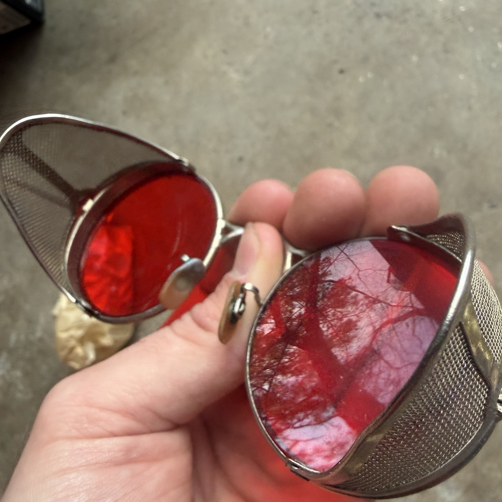 Red Welsh WW2 Goggles With Screens NOS deadstock Steampunk Vintage 1940s