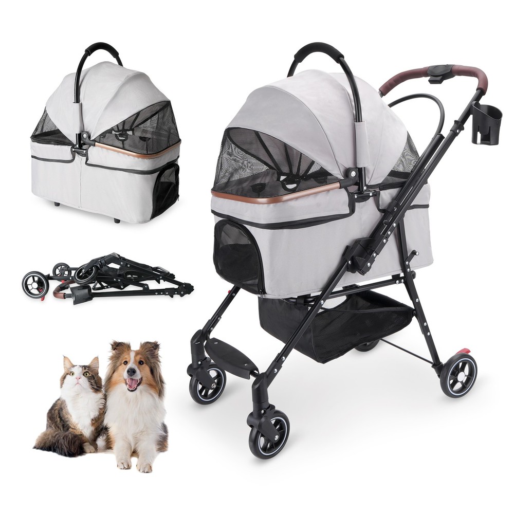 Foldable Pet Stroller for Small Dogs & Cats