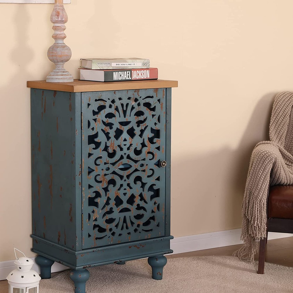 Accent Cabinet Console Table Decorative Sideboard Buffet Storage Cabinets Blue