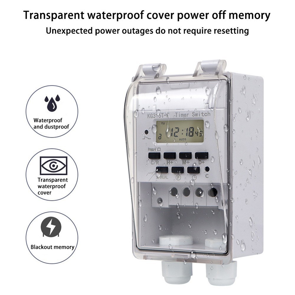 220V Waterproof Intelligent Timer KG316TF Automatic Programmable Switch