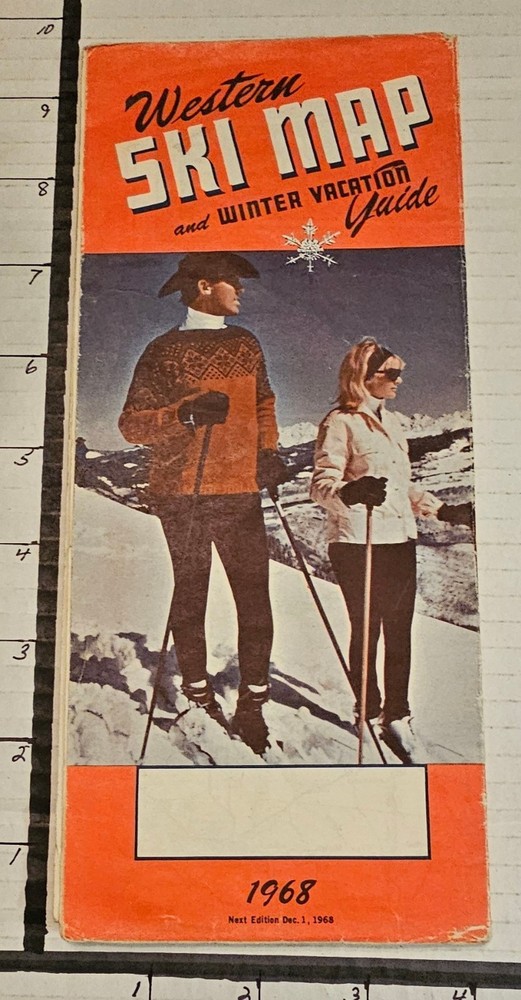1968 WESTERN SKI MAP GUIDE.  See Description For More.
